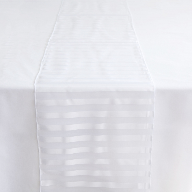 Organza Vertical Striped Table Runner White