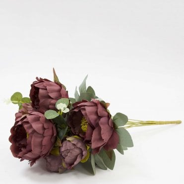 Peony Pongee Eucal Bunch 8 Head Berry