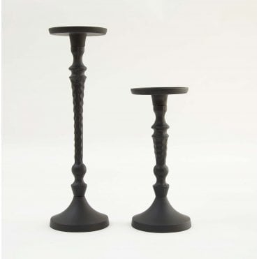 Pillar Candle Holder Black Set of 2 G-7239