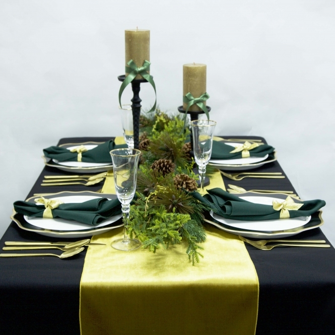 Plain Luxury Velour Table Runner Gold