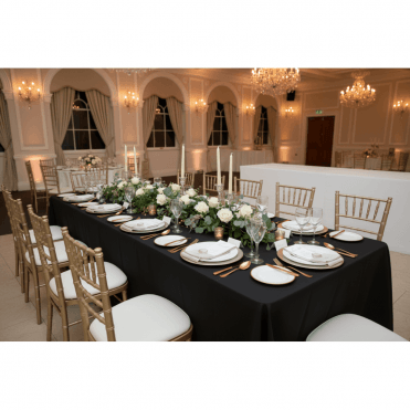 Poly 90" x 132" Rectangle Tablecloth Black