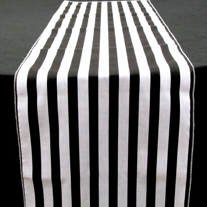 Poly/Cotton Table Runner Striped Black/White