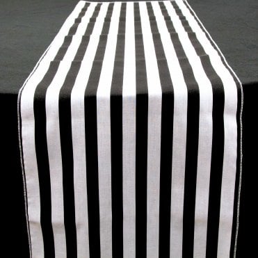 Poly/Cotton Table Runner Striped Black/White