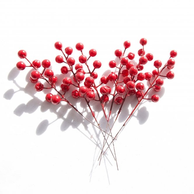 Red Berry Stems 23cm 6 Pack