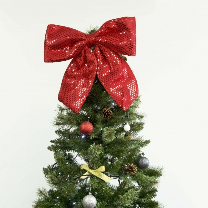Red Glitz Xmas Bow 44cm