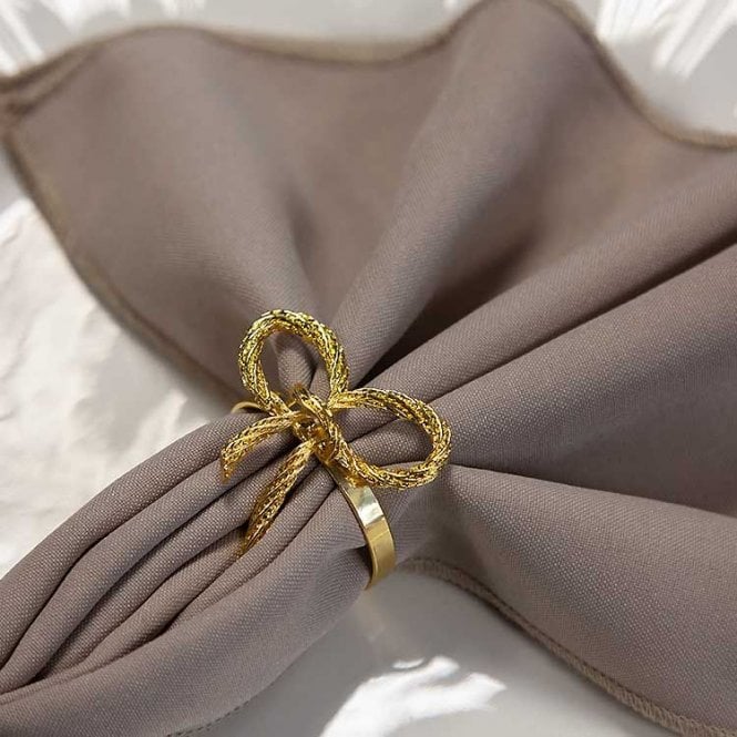 Rope Bow Napkin Rings Gold