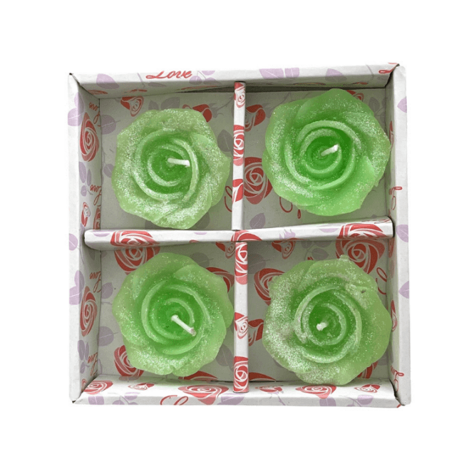 Rose Glitter Floating Candles 4 Pack No7 Lime