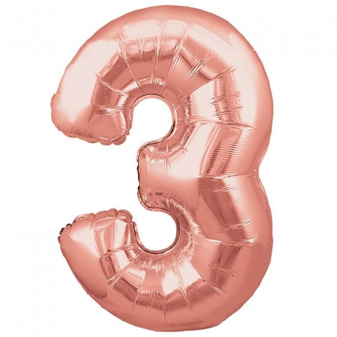 Rose Gold Balloon Number 3