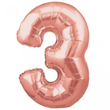 Rose Gold Balloon Number 3