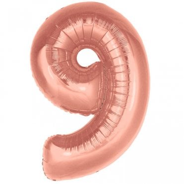 Rose Gold Balloon Number 9