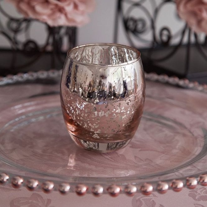 Rose Quartz Glass Tealight Holder Large