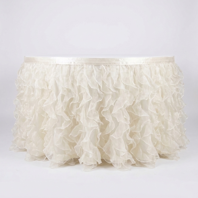 Ruffled Organza Table Skirt Ivory