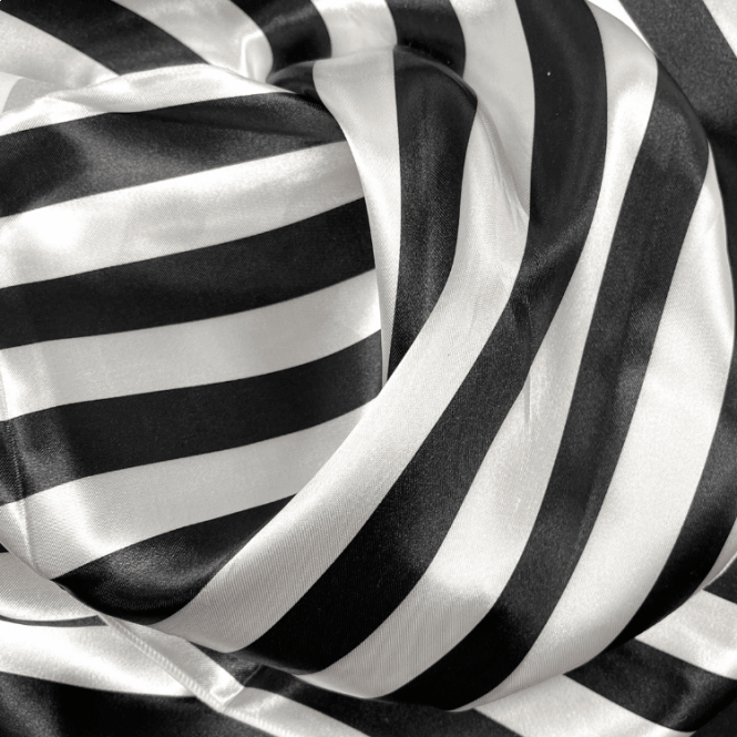 Satin Fabric Striped Black/White