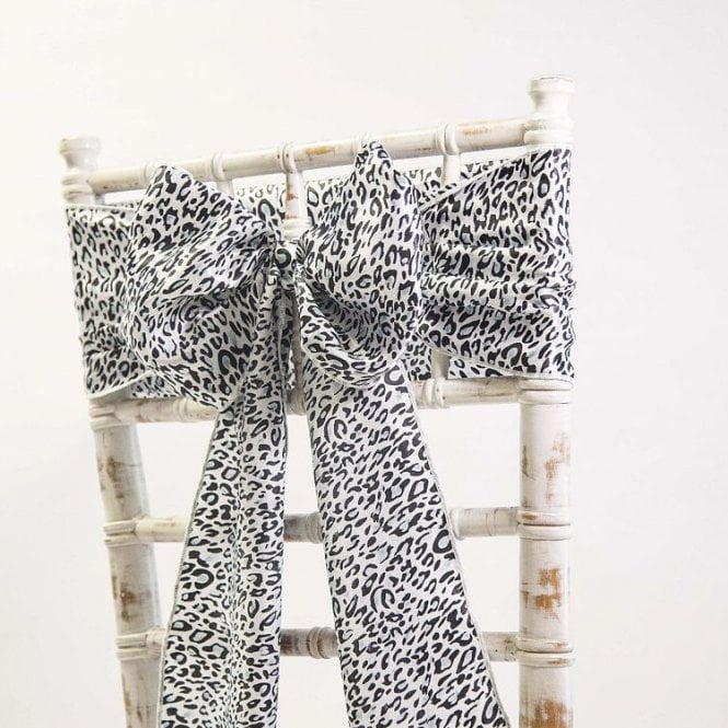 Satin Sash Snow Leopard Print