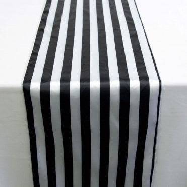 Satin Table Runner Striped Black/White