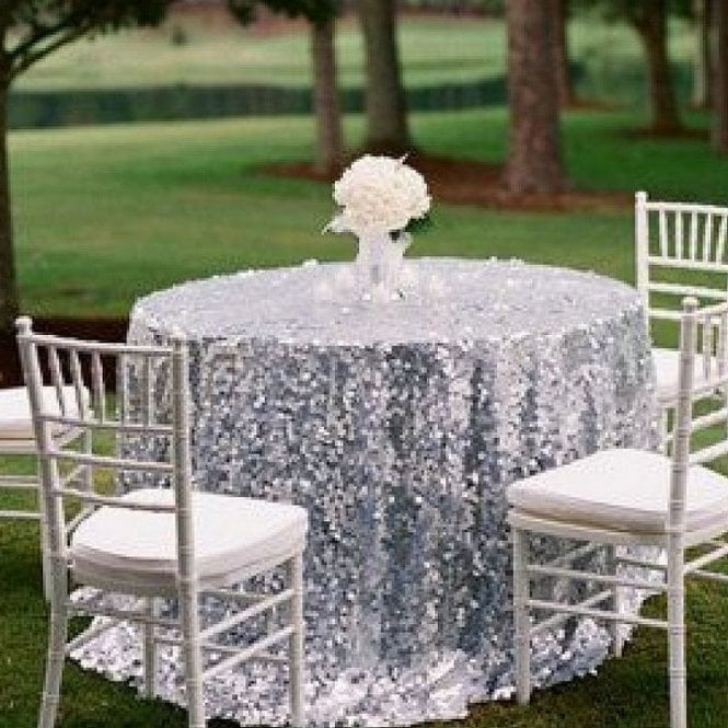 Sequin 120 Tablecloth Silver