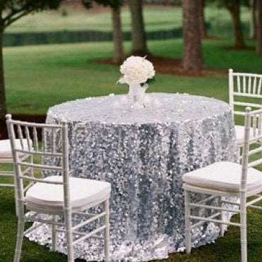 Sequin 120 Tablecloth Silver
