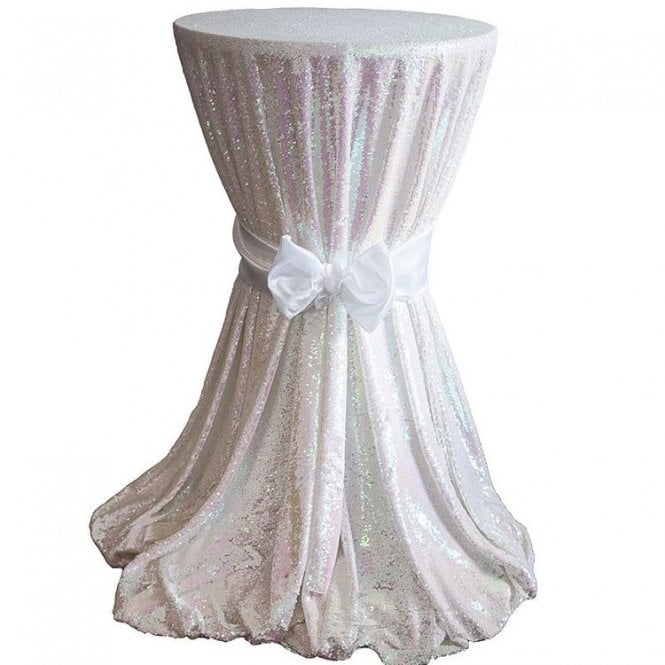 Sequin 120 Tablecloth White Iridescent