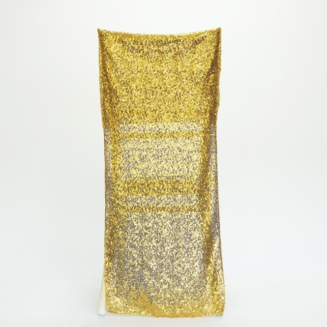 Sequin Chair Caps Full Length Gold
