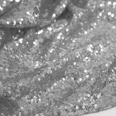 Sequin Fabric Per Metre Silver
