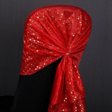 Sequin Tie Backs/Hoods Red