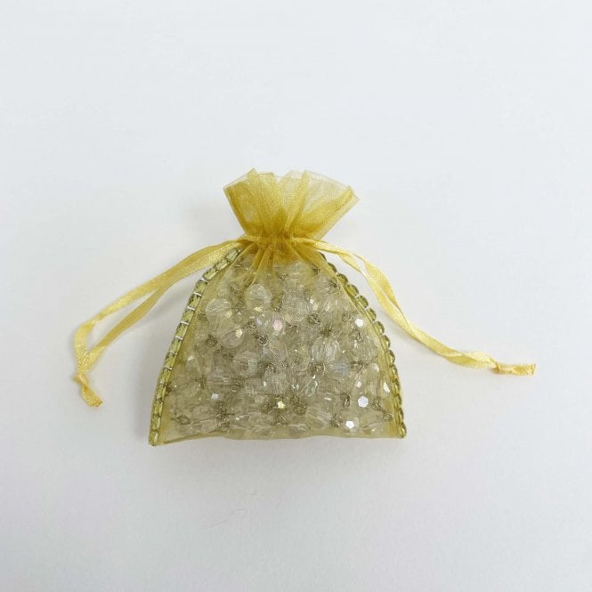 Sheer Organza favour Bag With Diamante Ribbon Antique Gold Pack of 100