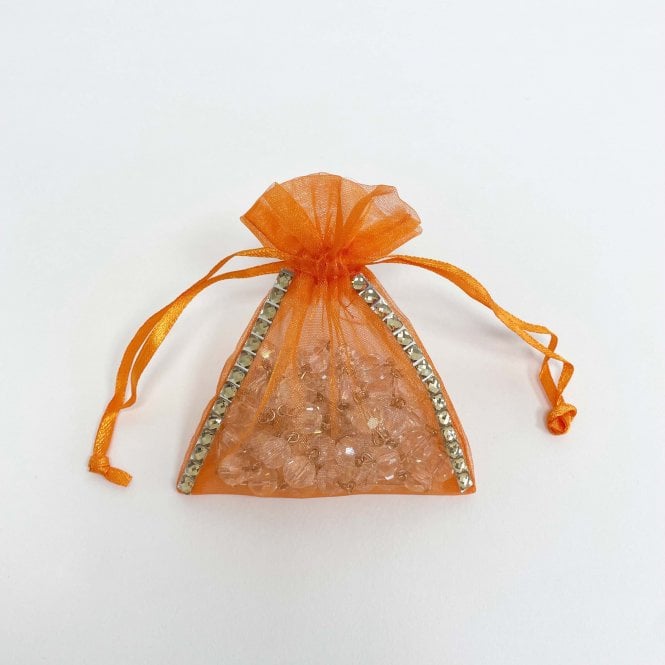 Sheer Organza favour Bag With Diamante Ribbon Orange Pack of 100