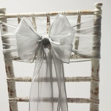 CHAIRCOVER DEPOT Silk Organza Sash Grey - Pack of 100
