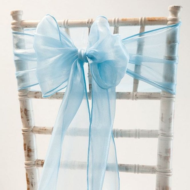 Silk Organza Sash Pale Blue