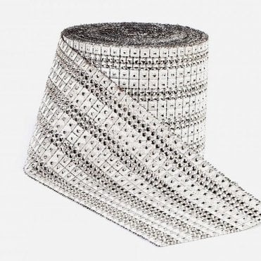Silver Chrome Square With Diam Mesh Roll 16 Lines