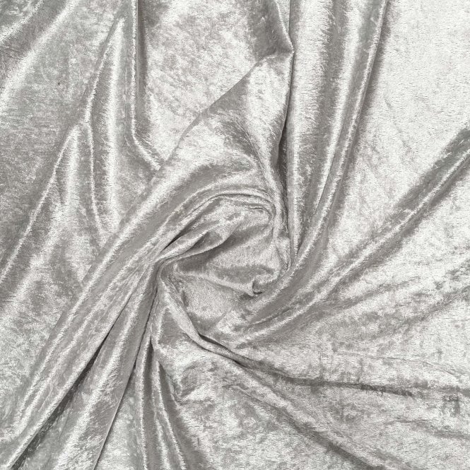 Silver Crushed Velvet Fabric 150cm