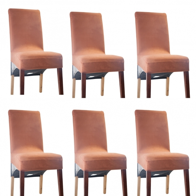 Suede Dining Chaircover Short Brown - Pack of 6