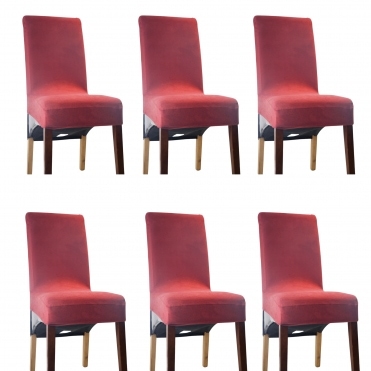 Suede Dining Chaircover Short Garnet - Pack of 6