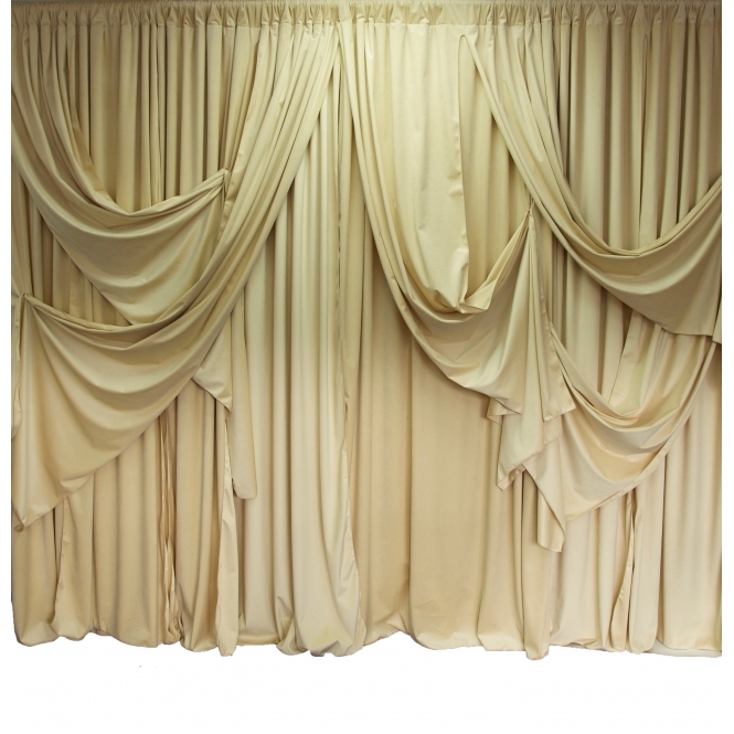 Swagged Velvet Backdrop Light Gold