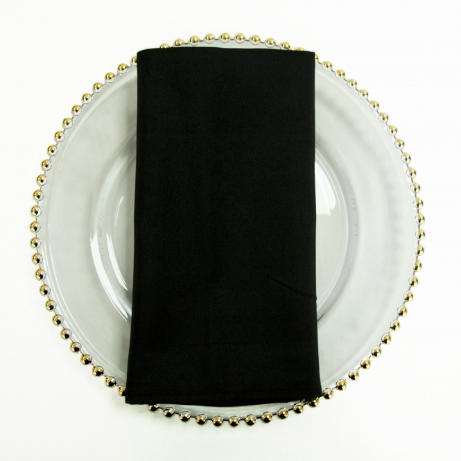Table Napkin Hemmed Polyester Black 22in x 22in