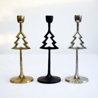 Taper Candle Holder Xmas Tree Set of 3 G-7496