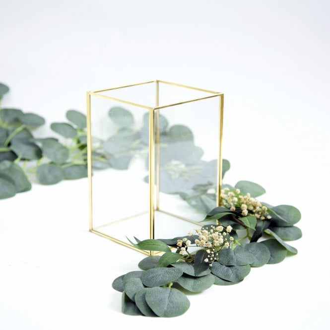 Terrarium Gold Framed Glass Candle Holder 20cm