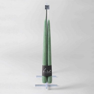 Velour Range 30cm Pair of Tapers Forest Green