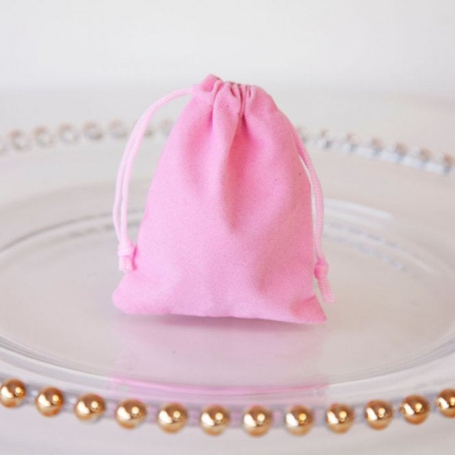 Velvet Favour Bags Light Pink 10 Pack