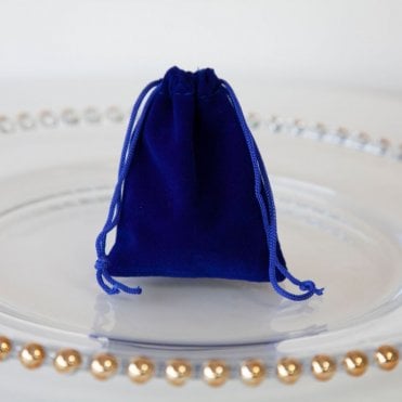 Velvet Favour Bags Navy 10 Pack