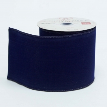 Velvet Ribbon with Wired Edge Navy 100mm x 10m