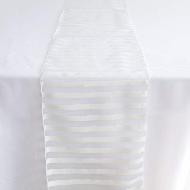 Vertical Striped Table Runner Ivory