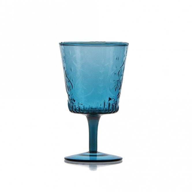 Vintage Art Deco Blue Wine Glass