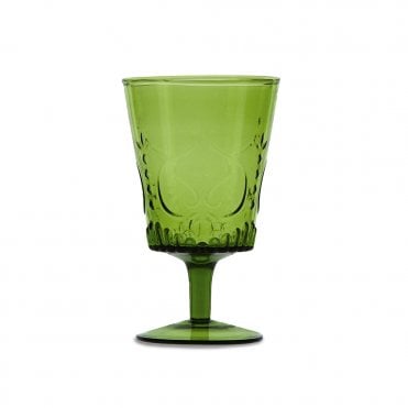 Vintage Art Deco Green Wine Glass