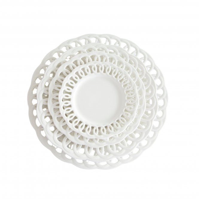 White Lattice Plate Set of 4