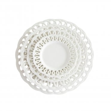 White Lattice Plate Set of 4