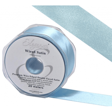 Wired Edge Satin Ribbon 38mm X 20M Light Blue