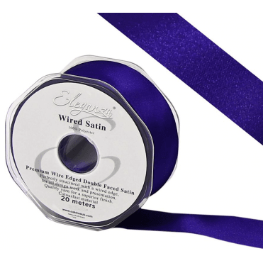 Wired Edge Satin Ribbon 38mm X 20M Purple