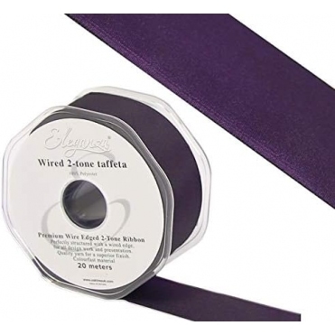 Wired Edge Taffeta Ribbon 38mm x 20m Grape