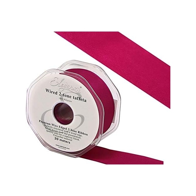 Wired Edge Taffeta Ribbon 38mm x 20m Magenta